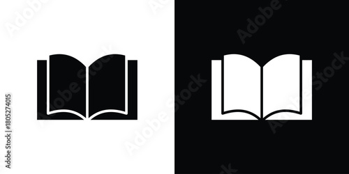Book icons in black and white shilhouette style for App Ui