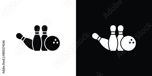 Bowling icons in black and white shilhouette style for App Ui