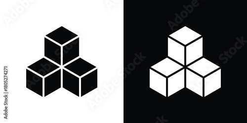 Boxes icons in black and white shilhouette style for App Ui
