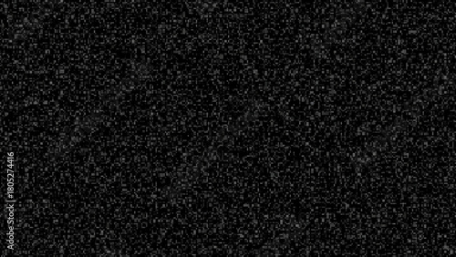 Canvas Print Rough white digital noise effect on a dark background, static texture and fine s