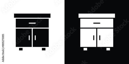 Cabinet icons in black and white shilhouette style for App Ui