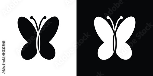 Butterfly icons in black and white shilhouette style for App Ui