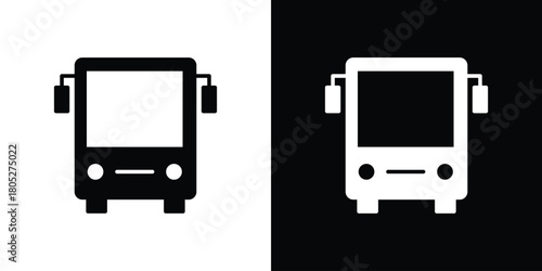 Bus icons in black and white shilhouette style for App Ui