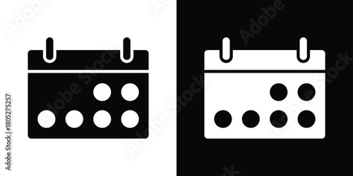 Calendar icons in black and white shilhouette style for App Ui