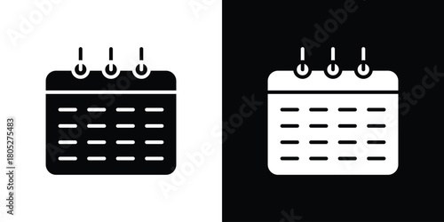 Calendar icons in black and white shilhouette style for App Ui
