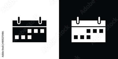 Calendar icons in black and white shilhouette style for App Ui