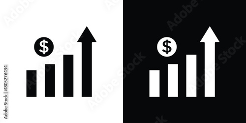 Chat arrow grow icons in black and white shilhouette style for App Ui