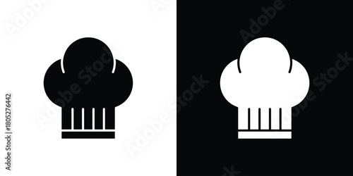 Chef hat icons in black and white shilhouette style for App Ui