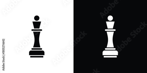Chess queen icons in black and white shilhouette style for App Ui