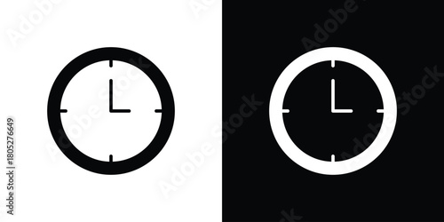 Clock icons in black and white shilhouette style for App Ui