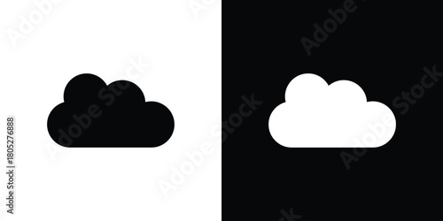 Cloud icons in black and white shilhouette style for App Ui