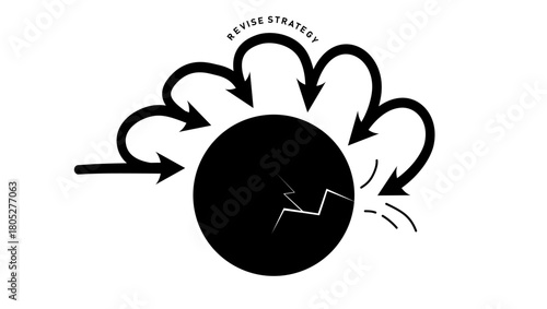 Revise strategy, black isolated silhouette