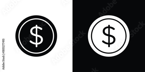Coin icons in black and white shilhouette style for App Ui