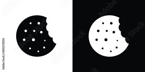 Cookie icons in black and white shilhouette style for App Ui