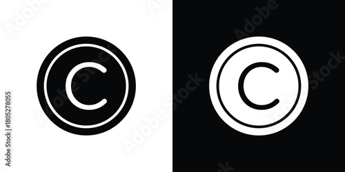 Copyright icons in black and white shilhouette style for App Ui