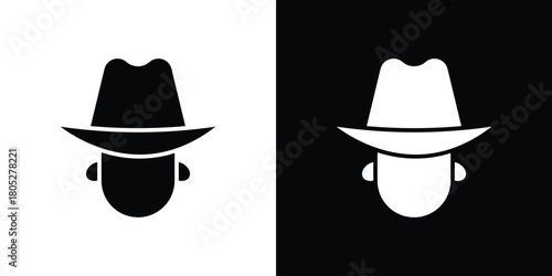 Cowboy icons in black and white shilhouette style for App Ui