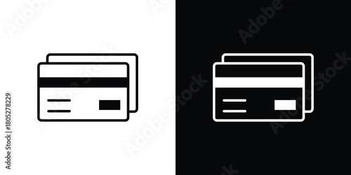 Credit card icons in black and white shilhouette style for App Ui