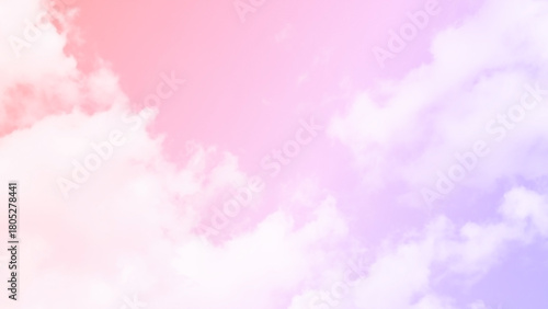 Fototapeta Naklejka Na Ścianę i Meble -  Pastel sky purple pink orange yellow blue with white cloud. Fantasy background. Summer Spring backdrop. Beautiful colourful nature sky.