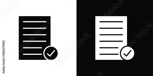 Document accept icons in black and white shilhouette style for App Ui