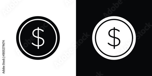 Dollar icons in black and white shilhouette style for App Ui