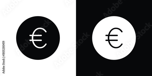 Euro icons in black and white shilhouette style for App Ui