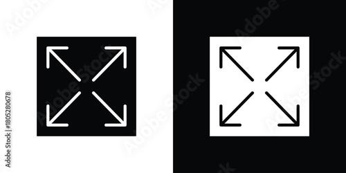 Expand arrows icons in black and white shilhouette style for App Ui