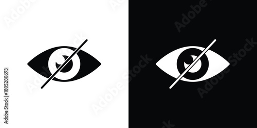 Eye crossed icons in black and white shilhouette style for App Ui