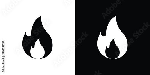 Flame icons in black and white shilhouette style for App Ui