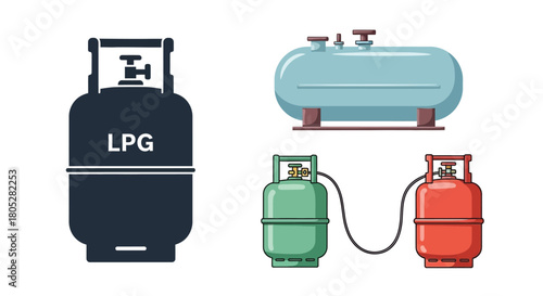 Various depictions of propane and lpg gas cylinders including silhouettes