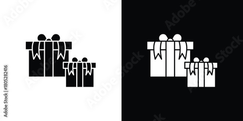 Gifts icons in black and white shilhouette style for App Ui