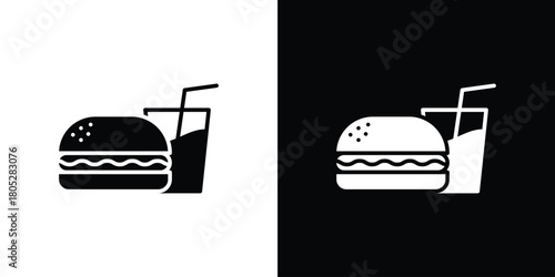 Hamburger soda icons in black and white shilhouette style for App Ui