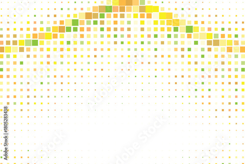 Vibrant yellow and green mosaic halftone arc forming a modern abstract decorative frame, dynamic pixel dotted border design for creative backgrounds, digital banners, futuristic posters,