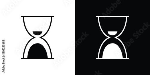 Hourglass end icons in black and white shilhouette style for App Ui