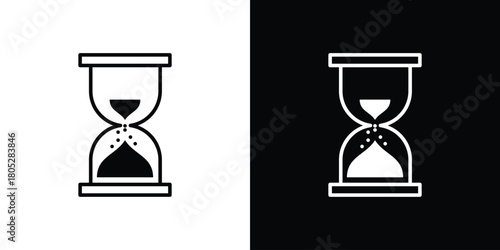 Hourglass icons in black and white shilhouette style for App Ui