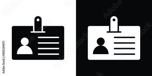 ID badge icons in black and white shilhouette style for App Ui