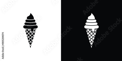 Ice cream icons in black and white shilhouette style for App Ui