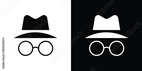 Incognito icons in black and white shilhouette style for App Ui