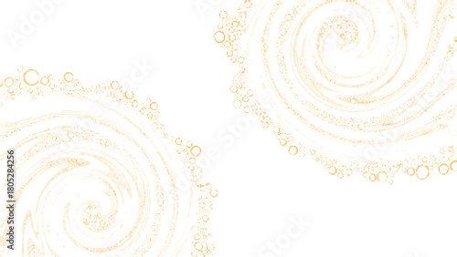 Soft orange spiral circle cluster forming abstract wave border, elegant decorative swirl elements, minimal artistic dotted background with curved flowing pattern for creative warm design layouts