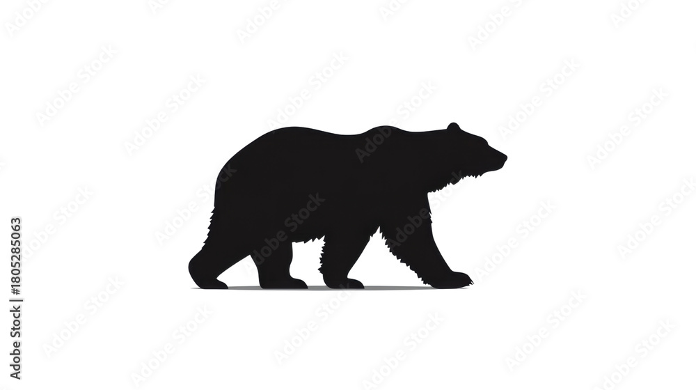 Fototapeta premium black bear silhouette on white background 