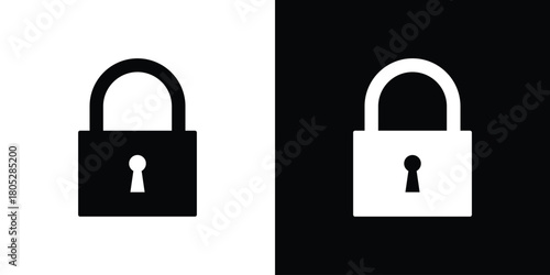 Lock icons in black and white shilhouette style for App Ui