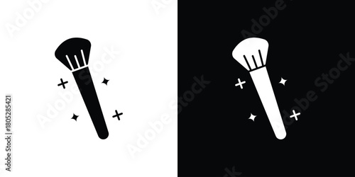 Makeup brush icons in black and white shilhouette style for App Ui