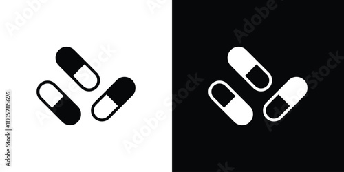 Medicine icons in black and white shilhouette style for App Ui