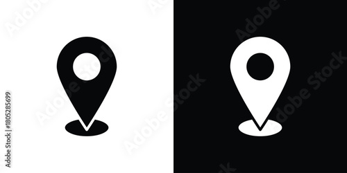 Map marker icons in black and white shilhouette style for App Ui