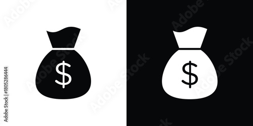 Money bag icons in black and white shilhouette style for App Ui