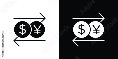 Money exchange icons in black and white shilhouette style for App Ui