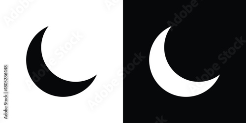 Moon icons in black and white shilhouette style for App Ui