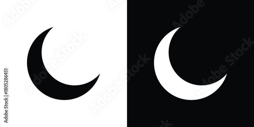Moon icons in black and white shilhouette style for App Ui