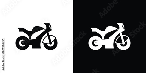 Motorcycle icons in black and white shilhouette style for App Ui