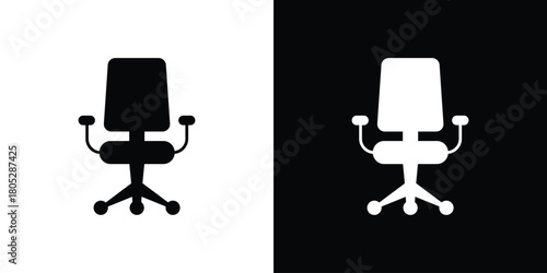 Office chair icons in black and white shilhouette style for App Ui