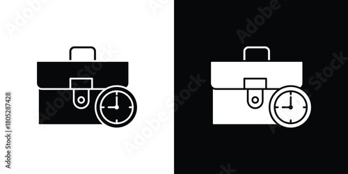 Office time icons in black and white shilhouette style for App Ui